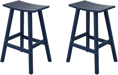 Costaelm All-Weather Bar Stools Set of 2, 29" Height Outdoor Bar Stools, Adirondack Poly Patio Bar Stool for Patio, Deck, Kitchen Counter and Garden,