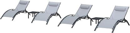 PURPLE LEAF Patio Oversized Chaise Lounge Chair Set with 2 Side Table Pool Adjustable Recliner Chairs for Outside Beach Outdoor Sunbathing Tanning Poolside Lounges