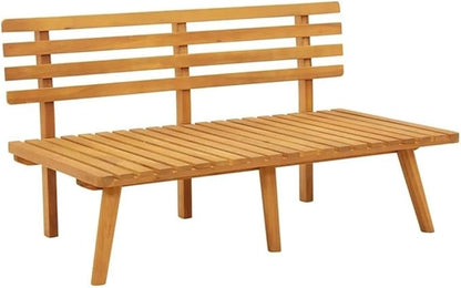 BOWERY HILL Solid Acacia Wood Garden Bench, Natural Finish, 45.3 x 25.6 in, Rectangular Design, Weather-Resistant Cushions, Durable Outdoor Seating for Patio, Balcony, or Garden, Seats 2 Adults