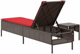 Adjustable Patio Sun Lounger Chair with Thick Cushion, Brown PE Rattan Outdoor Furniture for Poolside, Garden, Patio - Photo 6