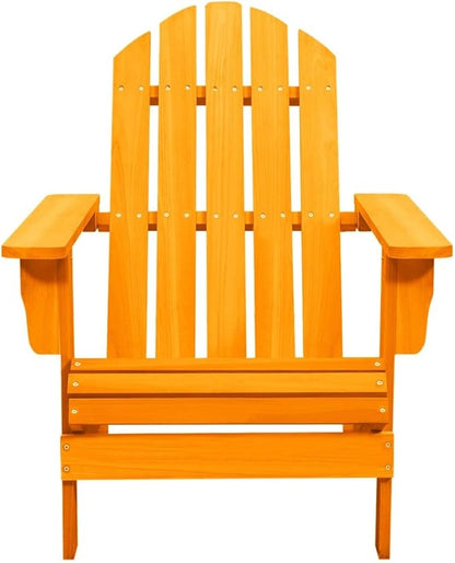 Patio Adirondack Chair Solid Fir Wood Orange Outdoor Chairs Furniture Outdoor Patio Furniture Set Suitable for Poolside, Bistro, Patio.