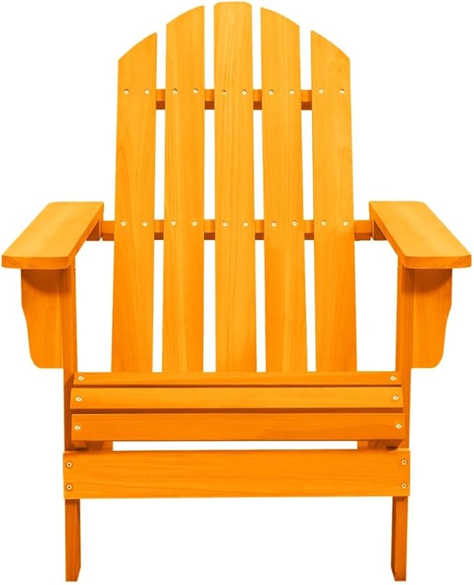 Adirondack Chair Solid Fir Wood Orange Outdoor Patio Furniture Lounge Chair for Garden Backyard and Patio Relaxation - Photo 3
