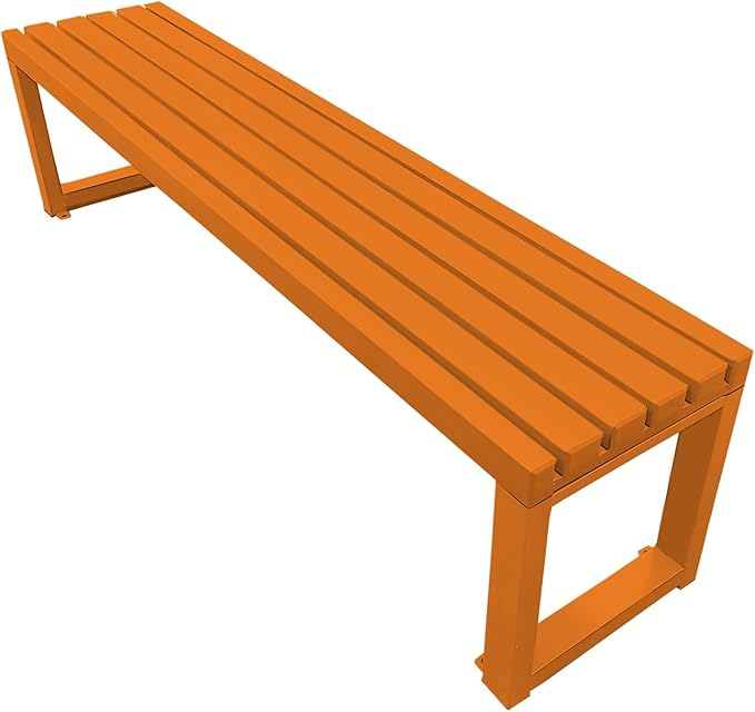 Garden Benches for Outdoors 2-Person Patio Bench Park Seat Metal Bench Backless Seat Weatherproof Chair for Backyard Front Porch Entryway, 3.3ft 3.9ft 4.9ft 5.9ft(Orange,3.3ft)