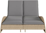 Outdoor Chaise Lounge 80.7"x44.9" Beige PE Rattan Patio Lounge Chair w/Adjustable Backrest & Cushions - Photo 4