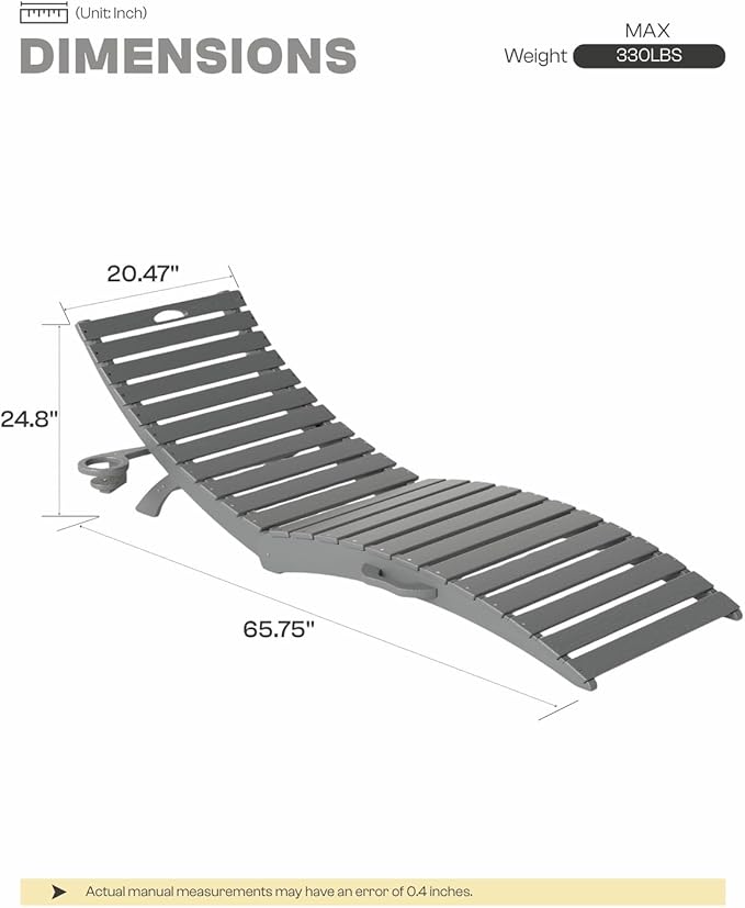 Pre-Assembled Folding in-Pool Lounge Chair, HDPE Outdoor Chaise Lounge with Cup Holder, Pool Lounge Chair for Poolside - Photo 2
