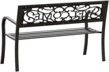 Patio Bench, Garden Bench, Outdoor Garden Bench, Bench with Backrest for Patio, Garden, Yard, Lawn,49.2" Steel Black - Photo 6