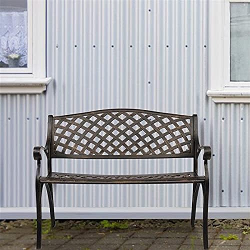 40.5" Front Porch Bench Outdoor Garden Bench, Outdoor Bench for Front Porch, Park Benches for Outside, Outside Benches Weather Proof, Garden Bench Cast Aluminum Bench 40.5" Outdoor Cast Aluminum Bench