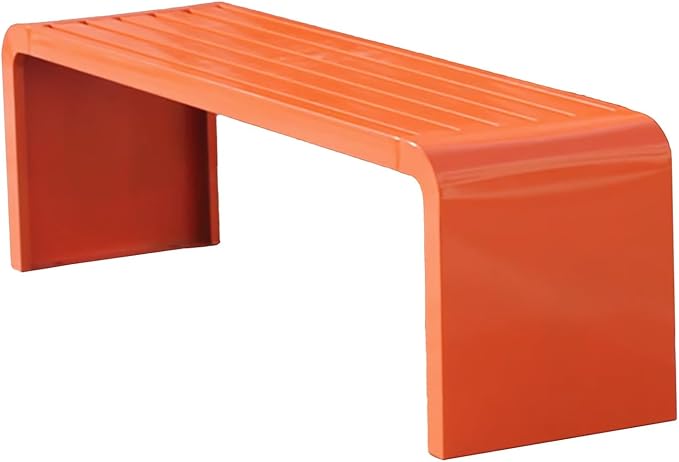 Outdoor Bench Without Backrest, Pure Wrought Iron Metal Garden Bench with Pre-drilled Fixing Holes for Patios, Porches, Balconies and Parks(Orange,120cm/47in)