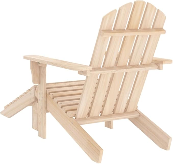 Garden Chair Natural wood Solid fir wood Detachable,Classic Adirondack Chair with Detachable Ottoman Solid Fir Wood Construction, Weather Resistant & Stylish Outdoor Patio Furniture Outdoor Furniture