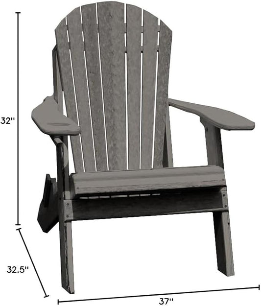 Furniture Barn USA Poly Folding Adirondack Chair, Driftwood Gray