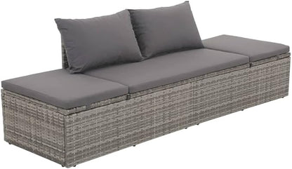 Patio Bed,Pool Lounge Chairs,Outdoor Chaise Lounge,Patio Lounge Chair,Outdoor Furniture,Outdoor Garden Chair,for Pool Side,Balcony,Beach,Yard,Gray 76.8"x23.6" Poly Rattan