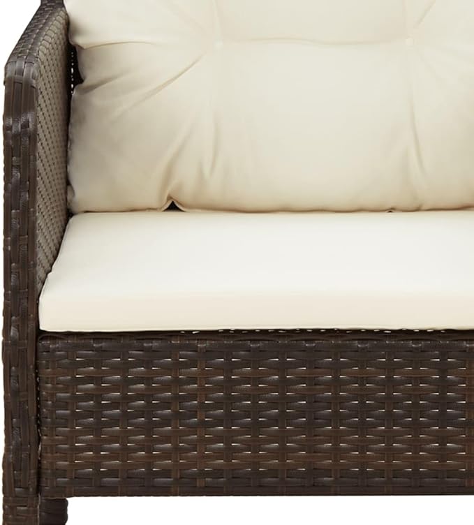 2-Piece Patio Lounge Set with Cushions Brown Poly Rattan Outdoor Furniture Set for Garden Balcony Porch - Photo 7