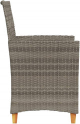 Patio Chairs with Cushions 2 pcs Gray Poly Rattan&Solid Wood, Suitable for patios, Gardens, Balconies - Photo 7