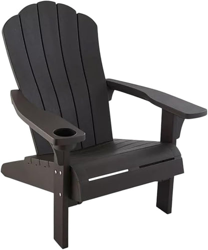 Modern Adirondack Chair with Cup Holder, Outdoor Patio Furniture (Brown)