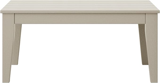 WestinTrends Malibu Low Outdoor HDPE Patio Rectangle Coffee Table, Sand