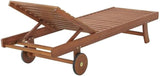 Eucalyptus Wood Outdoor Reclining Lounge Chair with Wheels 5 Position Adjustable Back 73 in. x 24 in. Weather-Resistant - Photo 6