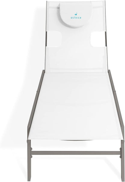 Ostrich Chatham 2 Pieces Patio Chaise Lounges, Patio Lounge Chairs,Facedown Tanning Chair, Patio Chairs, 5-Position Recliner Adjustable Sunbathing Lounge Chair for Patio,Yard, Pool, White & Tan