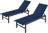 Outdoor Lounge Chairs Set of 2, Aluminum Patio Chaise Lounge Chairs with 5-Position Recliner - Photo 1