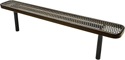 COATEDOUTDOORFURNITURE Heavy-Duty Outdoor Bench Thermoplastic Coated, Expanded Metal, Commercial-Grade Seating, Made in America (Inground Without Back, 6 Ft, Textured Gold Vein)
