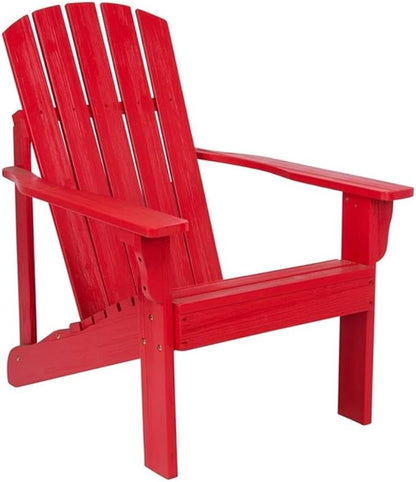 Pemberly Row Cedar Wood Adirondack Chair, Red Finish, 36.25" H x 34.25" W x 26.75" D, Ergonomic Design, Water and UV Resistant, Patio Furniture for Outdoor Relaxation