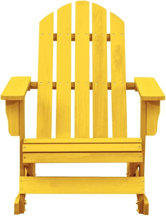 Patio Adirondack Rocking Chair Solid Fir Wood Yellow, Patio Dining Chairs, Bar Stools - Photo 3
