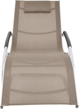 Taupe Aluminum Textilene Outdoor Chaise Lounge with Pillow 59.8"x24.4" Ergonomic Curved Sun Lounger Weatherproof for - Photo 3