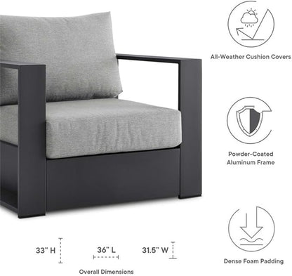 Modway Tahoe Aluminum Outdoor Patio Armchair in Gray Gray