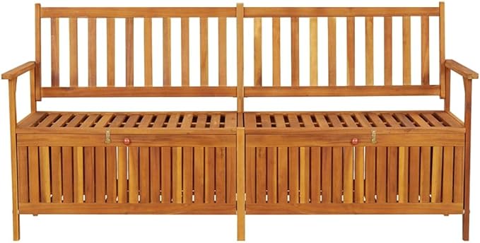 Bench Natural Brown Solid Acacia Wood, Outdoor Seating Outdoor Benches for Courtyard 100% Polyester Large