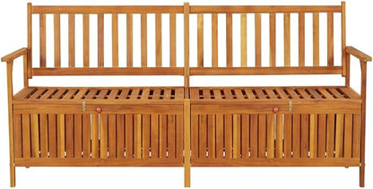 Bench Natural Brown Solid Acacia Wood, Outdoor Seating Outdoor Benches for Courtyard 100% Polyester Large