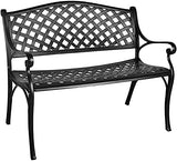 TITIMO 41” Outdoor Garden Bench with Armrests Sturdy Cast Aluminum Porch Loveseat Chair for All-Weather Patio Park Path - Photo 8