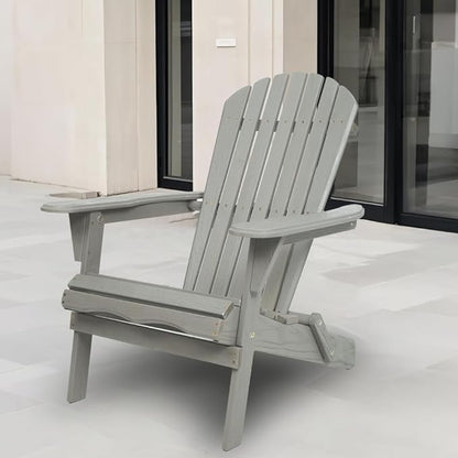 Wood Lounge Patio Chair for Garden Outdoor Wooden Folding Embossed Adirondack Chair Set of 2 Solid Cedar Lounge Patio Chair with Grain