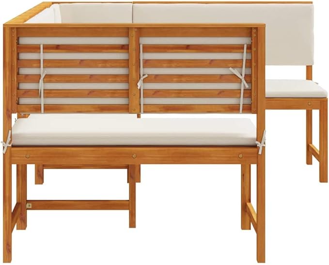 3-Piece Solid Acacia Wood Garden Bench Set in Brown, Outdoor Patio Furniture with Rustic Charm, Durable Weather-Resistant Seating for Terrace and Backyard