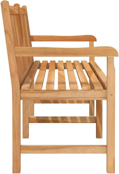 59.1 Inch Outdoor Patio Bench Solid Teak Wood Garden Furniture, Weather Resistant Durable Hardwood Bench for Backyard Deck Porch, Comfortable Seating with Middle Leg Support
