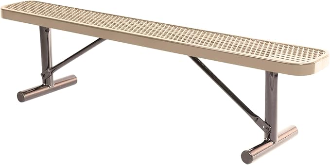 COATEDOUTDOORFURNITURE Coated Outdoor Furniture Heavy-Duty Portable Outdoor Bench Thermoplastic Coated, Expanded Metal, Commercial-Grade Seating, Made in America (Portable Without Back, 6 Ft, Tan)