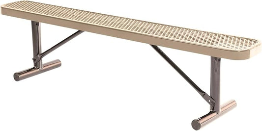 COATEDOUTDOORFURNITURE Coated Outdoor Furniture Heavy-Duty Portable Outdoor Bench Thermoplastic Coated, Expanded Metal, Commercial-Grade Seating, Made in America (Portable Without Back, 6 Ft, Tan)