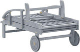 Acacia Wood Outdoor Chaise Lounge with Wheels, Grey Wash Adjustable Patio Recliner for Garden, Poolside, Balcony - Photo 9