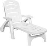 COSTWAY Folding Chaise Lounge with Wheels, 5-Position Adjustable Recliner for Sunbathing, Seaside (White) - Photo 1