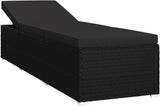 Sun Lounger with Cushion and Tea Table Poly Rattan Black Patio Chaise Lounge Outdoor Lounger for Pool Poolside - Photo 4