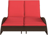 Adjustable Sun Lounger with Thick Cushions, Outdoor Chaise Lounge in Brown PE Rattan, 44.9"x80.7"x28.7" - Photo 4
