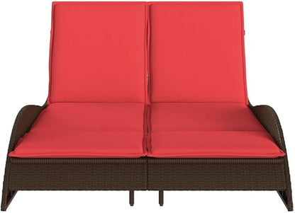 Adjustable Sun Lounger with Thick Cushions, Outdoor Chaise Lounge in Brown PE Rattan, 44.9"x80.7"x28.7", Powder-Coated Steel Frame for Patio, Poolside, Garden and Balcony