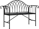 2-Seater Outdoor Garden Bench Black Steel 50.4 x 50.4 in Modern Patio Seating for Garden, Balcony, Porch and Backyard - Photo 3