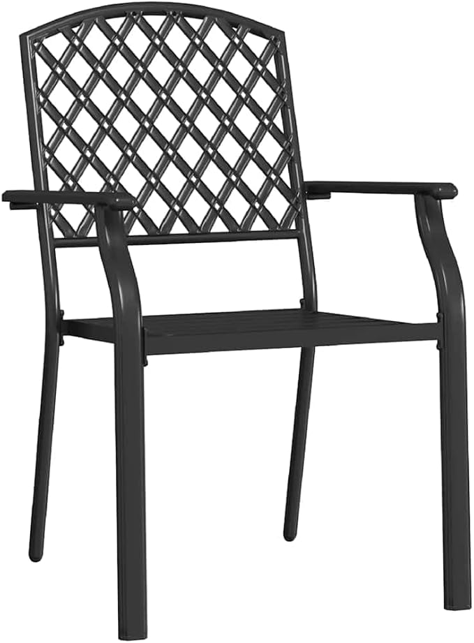 Outdoor Chair Set of 2, Stacking Patio Chairs Anthracite, Powder Coated Steel Metal Dining Chairs for Garden, Balcony, Indoor Outdoor Use, Modern Industrial Design, Durable & Space Saving