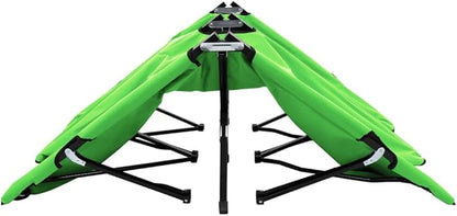 Double Folding Sun Lounger Green Outdoor Chaise Lounge Chair for Two Portable with Storage Bag Comfortable for Beach Poolside Patio and Garden Relaxation
