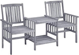 Grey Acacia Wood Garden Chair Set with Tea Table and Cushions for Outdoor Relaxation - Photo 2
