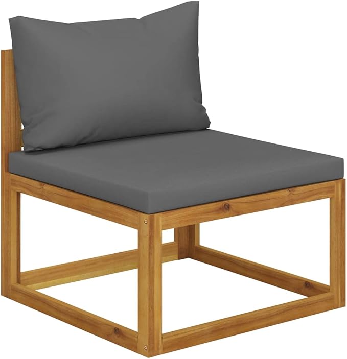 vidaXL 2 Piece Patio Sofa Set with Cushion - Outdoor Lounge Set - Solid Acacia Wood - Dark Gray Polyester Cushions - Photo 4