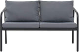 Modern 2-Seater Garden Bench with Aluminum Frame and Light Grey Cushions - Photo 3