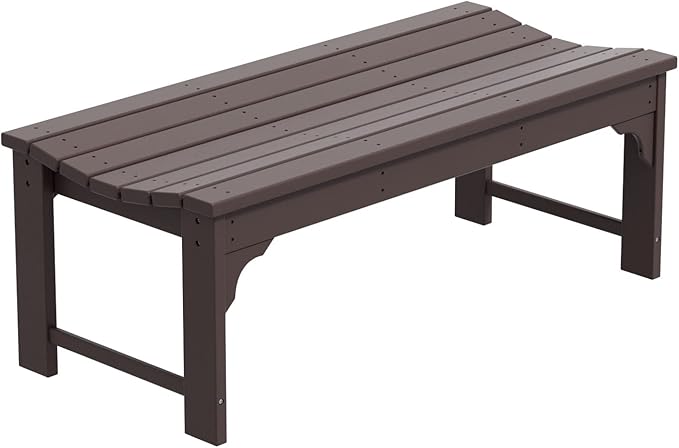 Westin Outdoors Malibu WO 48" Length Backless Poly Wood Outdoor/Garden Bench, Dark Brown