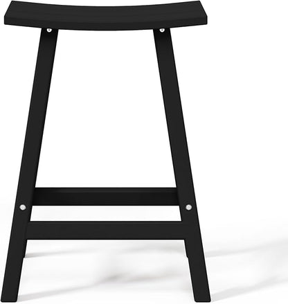 WestinTrends Malibu 2 Piece Set of 24 Height Outdoor/Patio Saddle bar stools, Black
