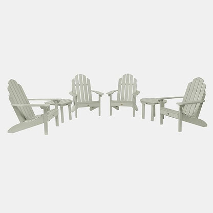highwood Classic Westport Adirondack 6pc Set, Includes 4 Adirondack Chairs and 2 with Side Tables, Eucalyptus