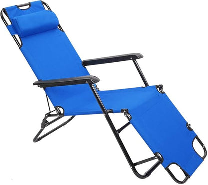 Outdoor Folding Chaise Lounge Chair, Patio Sun Lounger Reclining Beach Chair Sun Patio Pool Lawn Recliner Chair